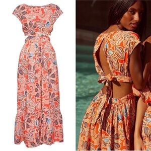 NWT MISA Los Angeles Dana Mae Dress In Tangerine Flora Size XS